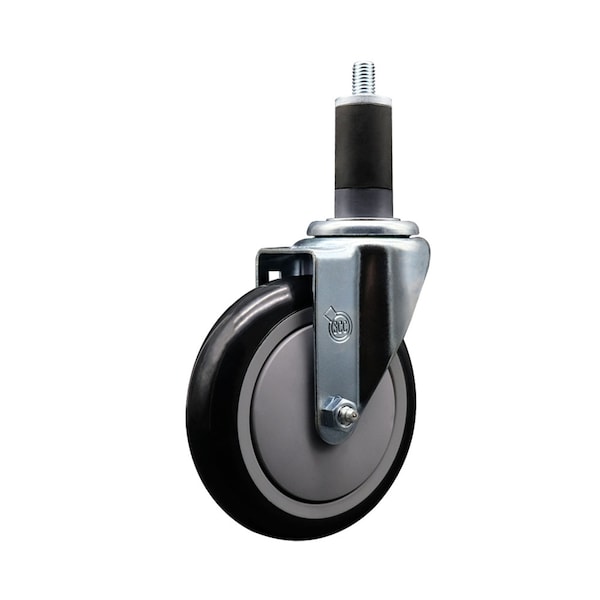 5'' SS Black Poly Wheel Swivel 1-1/4'' Expanding Stem Caster